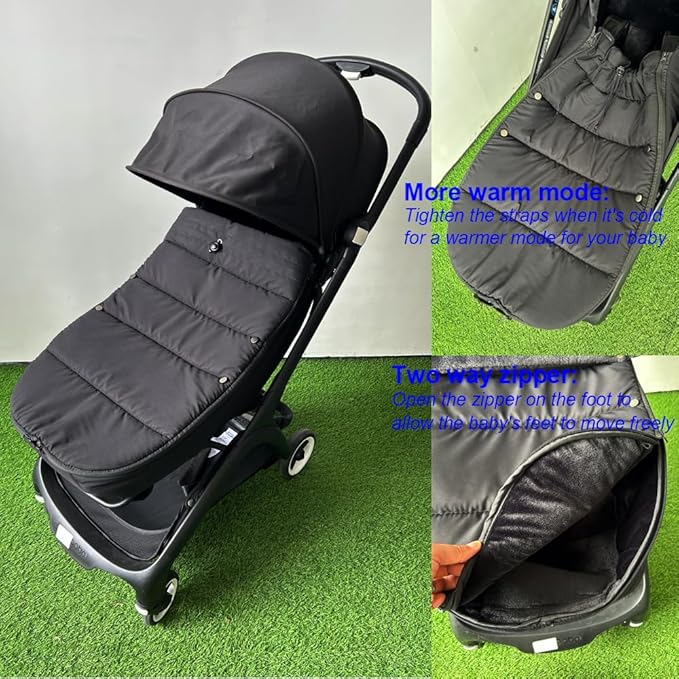 Stroller accessories winter footmuff compatible with Bugaboo Butterfly stroller, warm Socks for Bugaboo Bee stroller, rainproof fabric (Black)