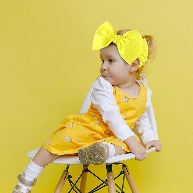 YanJie 3PCS 7'' Baby Girl Headbands Big Bows Soft Infant Toddler Headbands Baby Hair Bows Elastics Hairbands Newborn Kids Red Yellow Blue