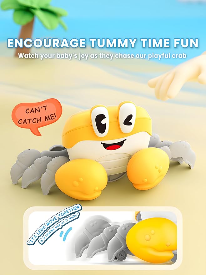 BEKILOLE Crawling Crab Baby Toys | Boys Gifts Interactive Fun for Tummy Time Moving Walking Running | Musical Toddler Boys Girls Birthday Gift Toys 0+ Months | Battery NOT Included - Blue