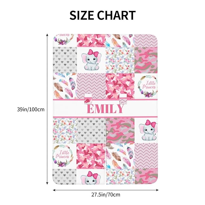Personalized Baby Car Seat Canopy for Babies with Name, Custom Floral Elephant Pink Car Seat Covers for Girls, Opening Minky Nursing Breastfeeding Stroller Cover Carseat Canopies for Infant Newborn