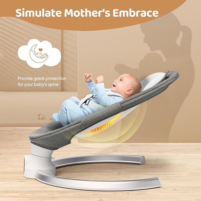 Baby Swings for Infants - Exclusive App & Bluetooth Function, Electric Baby Swing with 5 Point Harness & 5 Sway Speeds, 10 Preset Lullabies, Portable Infant Swing for Indoor/Outdoor(Dark Gray)