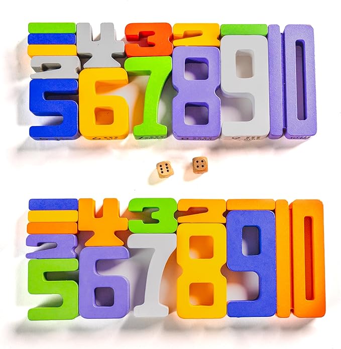 Large 30 Pcs Wooden Number Building Blokcs，Large Digit Blocks for Kids，Friends of 10 Blocks，Educational Tool Number Blocks for Kids 3+ Year Olds，Toys for Learning Math and Working on Balance