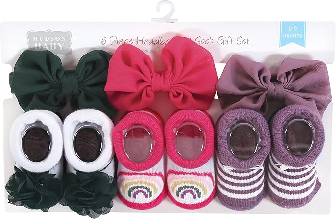 Hudson Baby Girl's Headband and Socks Giftset