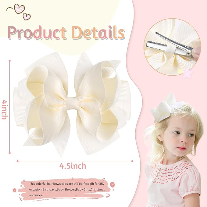 20PCS Oaoleer 4.5inch Layered Grosgrain Ribbon Hair Accessories: Alligator Clips, Barrettes for Baby Girls, Infants, Toddlers, Kids, and Teens (Style-B)