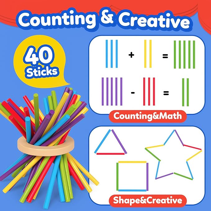 ROOCHKD Wooden Sorting Toy Montessori Color & Shape Sorter Class Activity Toddlers Fine Motor Game for Colors and Shapes Recognition, Birthday Gifts for Boys and Girls (Wood Sorting Tower)
