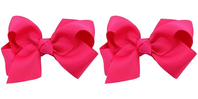 3 Inch Baby Girl Hair Bows Boutique Hair Clip Teens Toddlers Hairpin Headwear - Set of 2 (Rose)