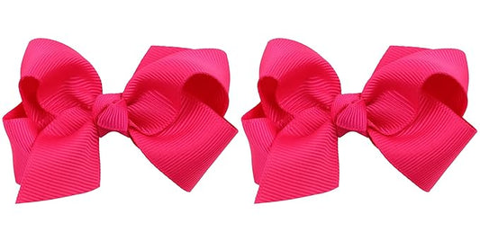 3 Inch Baby Girl Hair Bows Boutique Hair Clip Teens Toddlers Hairpin Headwear - Set of 2 (Rose)