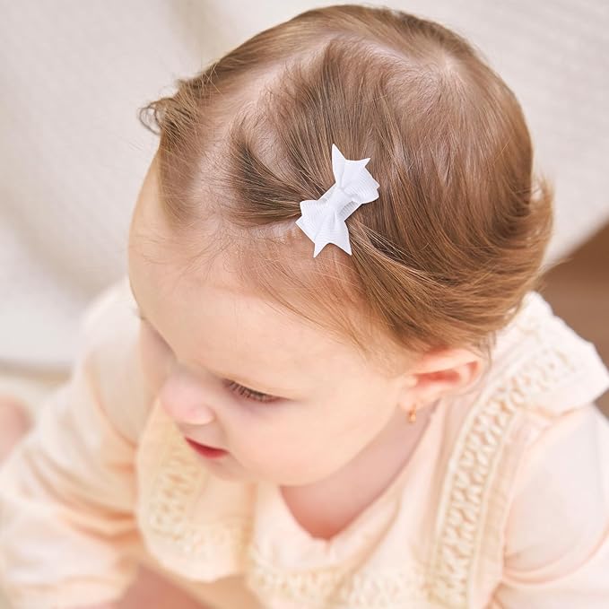 YHXX YLEN 40PCS Mini 1.4" Bow Snap Clips, Baby Hair Clip Grosgrain Ribbon Tiny Hair Bows Clips in Pairs for Baby Girls Toddlers Infant Fine Thin Hair
