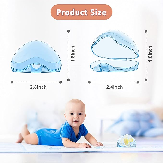Smlpuame Pacifier Case,6 Pack BPA Free Pacifier Holder Case,Transparent Container Box for Baby Binky（Not Included),Essential Pacifier Accessories,Alway Keep Paci Clean,Easy to Clean(Blue)