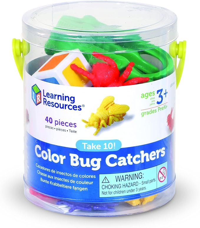 Learning Resources Take 10! Color Bug Catchers, Fine Motor Skills, For 2-4 Players, Ages 3+