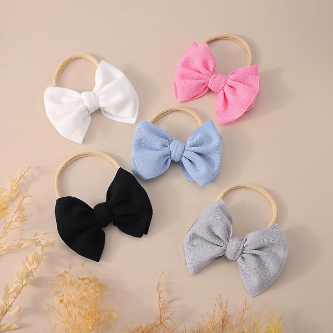 yoyokid 12 PCS Hairband with Baby Girl Bows Soft Nylon Baby Headbands and Bows Hair Accessories for Newborn Infant Toddlers Kids