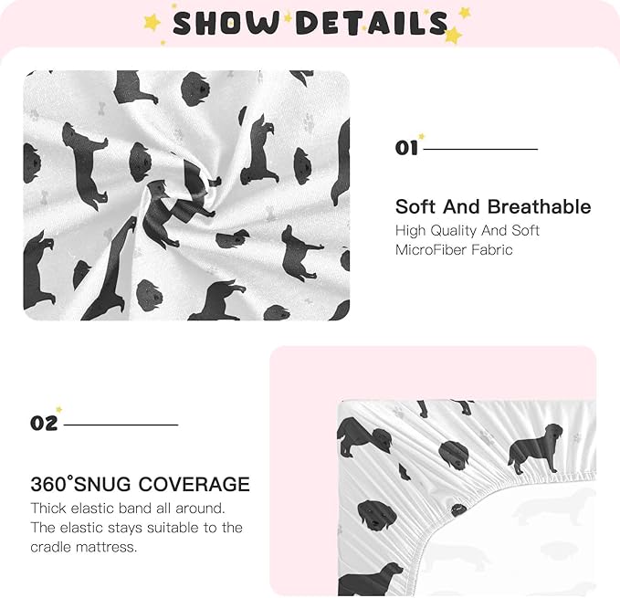 Fitted Crib Sheets Labrador Retriever Dogs Stretchy Portable Playard Sheets for Baby Toddler, Breathable Soft Mini Crib Mattress 52 x 28 in for Boys and Girls