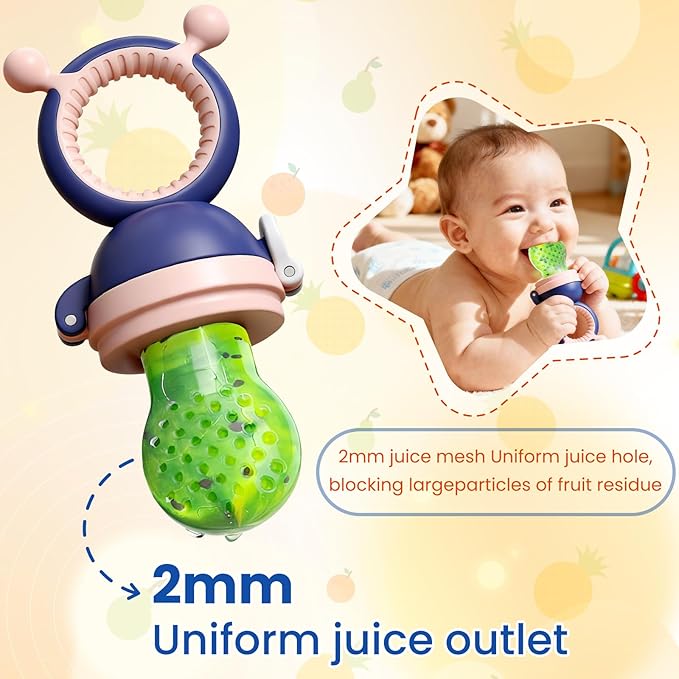 Baby Fruit Food Feeder Pacifier - Fresh Teething Pacifiers, 3 Different Size Silicone Pouch,Teethers for Babies 6-24Months, Baby Solid Food Essentials, Nutrition Feeder, BPA Free,1 Pice, Purple