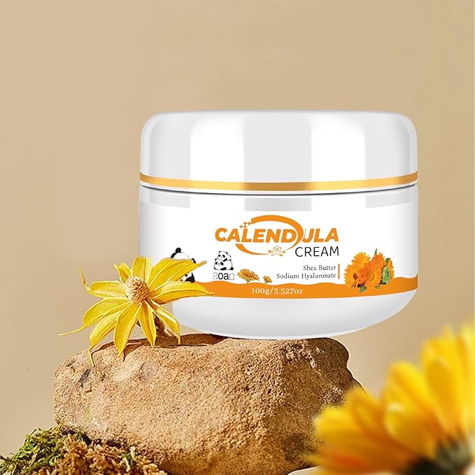 AOAO Calendula Cream, Plant-Based Moisturizer, Gently Hydrates Dry Sensitive Skin for Baby & Kids Face and Body, Natural Botanical Face Cream for Soothing Nourishing Care, No Paraben, 3.53oz