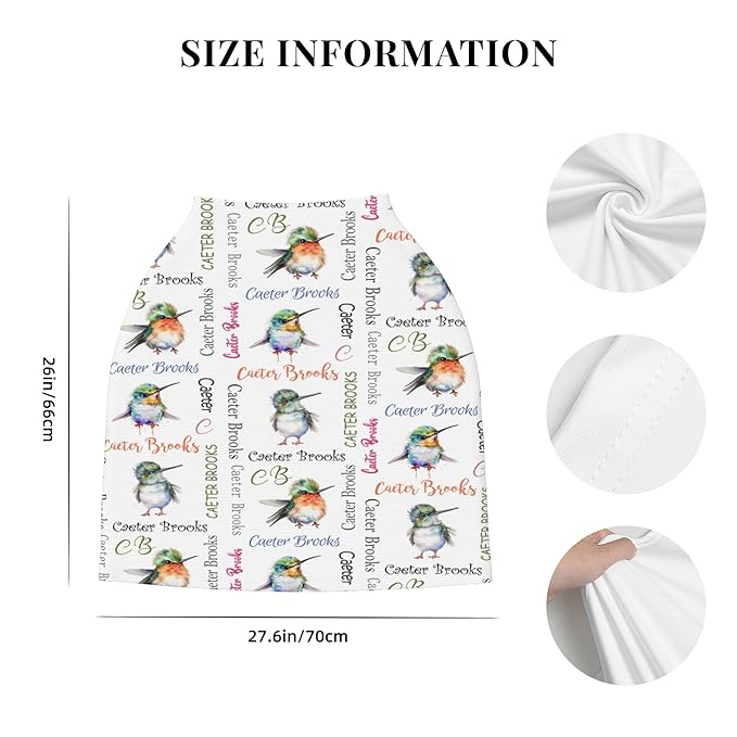 Personalized Car Seat Covers for Babies with Name – Multi-use Breastfeeding Cover Custom Hummingbird Carseat Canopy Cover, Infant Stroller Covers for Boys and Girls