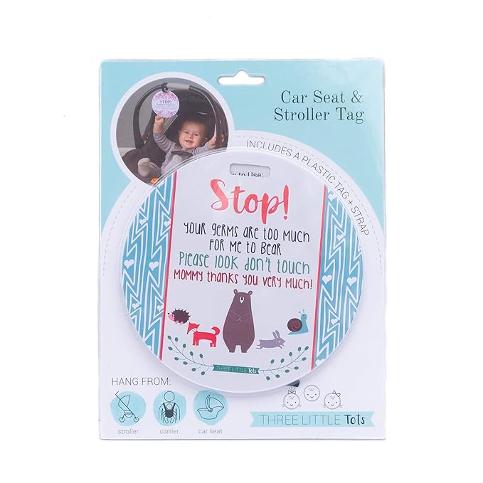 Three Little Tots Two Pack - No Kissing and Woodlands No Touching Baby Car Seat and Stroller Signs - CPSIA Safety Tested