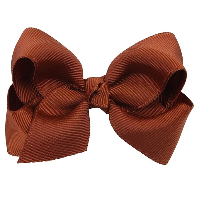3 Inch Baby Girl Hair Bows Boutique Hair Clip Teens Toddlers Hairpin Headwear - Set of 2 (Brown)