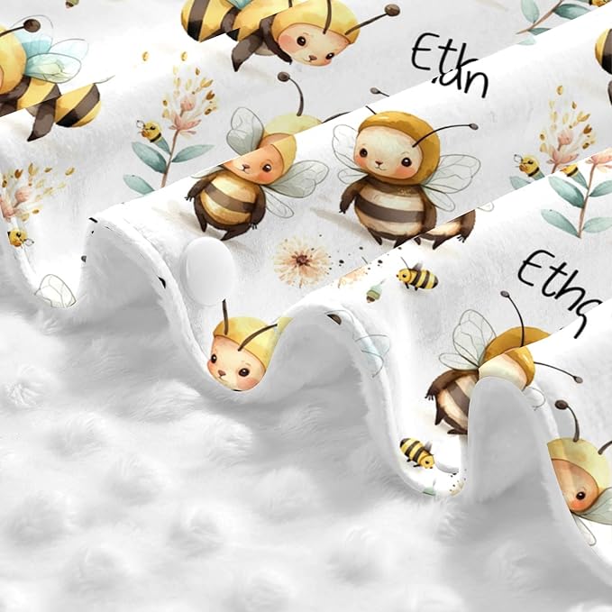 Personalized Winter Carseat Cover for Baby Custom Name Car Seat Canopy for Newborn Baby Boys Girls 2 in 1 Mom Nursing Breastfeeding Covers Bee Minky Baby Carrier Stroller Covers
