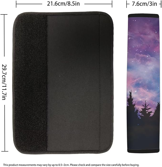 AFPANQZ 2pcs Universal Car Seat Belt Pads Cover Starry Forest Print Seat Belt Comfort Shoulder Pads for Adults Children Seat Cushion Shoulder Straps Cushion Purple