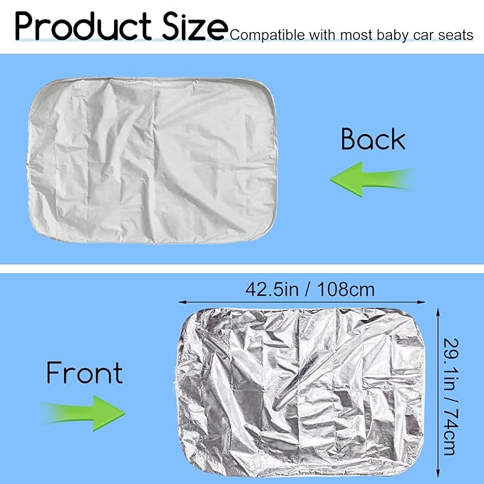Baby Car Seat Sun Shade Cover,Toddler Car Seat Cooler Car Seat Heat Protector with Draw String,Block Sunlight UV Ray Keeps Baby Seat at A Cool Temperature,Baby Travel Accessories 42.5" x 29"
