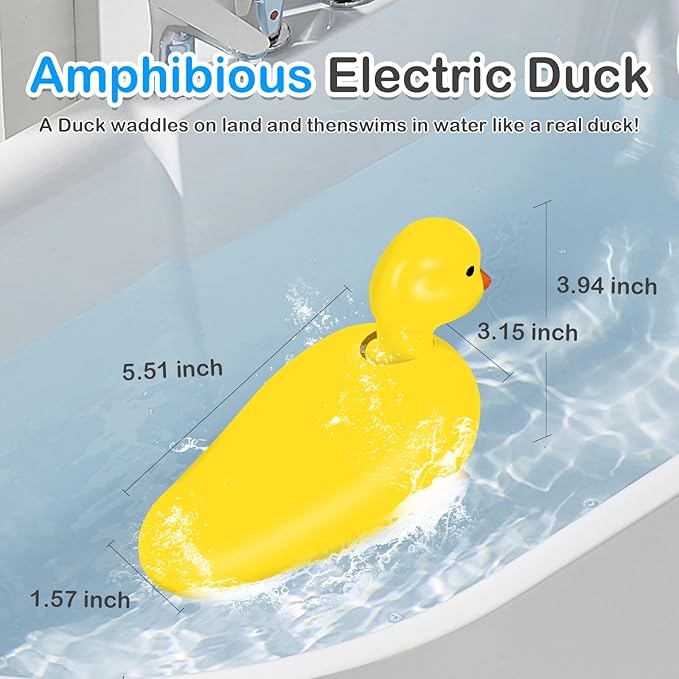 SOCBTNSO Duck Bathtub & Pool Toys - Realistic Walking Duck | Waterproof Baby Bath Toys, Gift for Toddler Boys & Girls