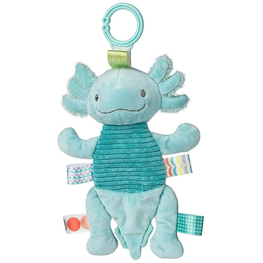 Taggies Baby Rattle with Crinkle Paper Activity Toy with Sensory Tags, 9-Inches, Aqua Axolotl