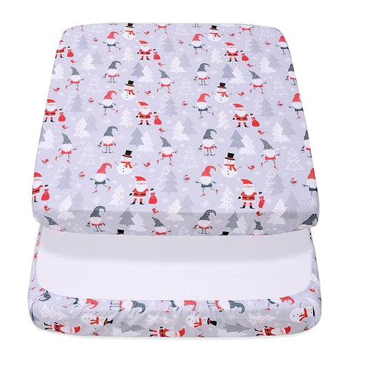 Cloele Christmas Square Playard/Playpen Fitted Sheets Perfect for 36 X 36 Portable Playard Mattresses - Square Pack and Play Crib Sheets - Ultra Soft Polyester Snowman Fitted Playpen Sheet for Baby