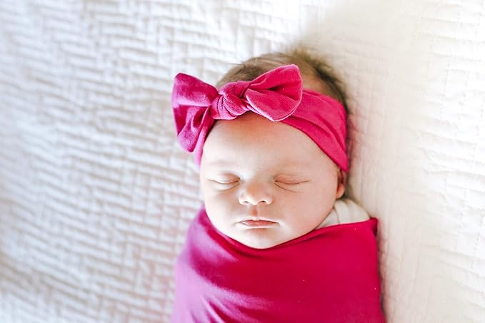Copper Pearl Baby Stretchy Soft Knit Headband Bow Berry