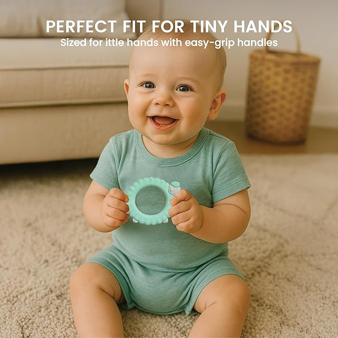 Lulyboo Baby Silicone Sheep Teether - Soft, Non-Toxic, BPA-Free, Easy-Grip, Freezer Safe, Recyclable Teething Toy for Gums Relief & Self-Soothing (0-12 Months)