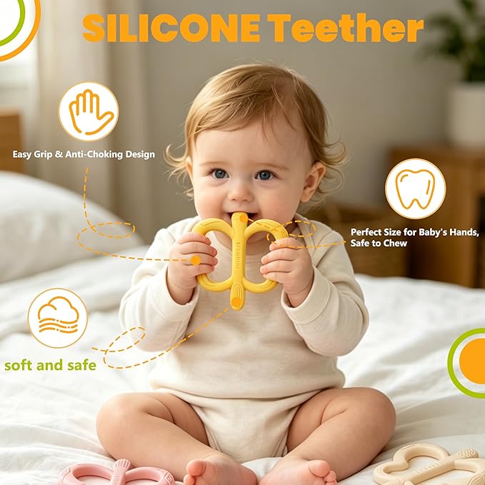 Easter Baby teether Baby Silicone Teething Toys Teething Relief for Babies 0-18 Months BPA Free Baby Chew Toys Baby Essentials & Infant Toys