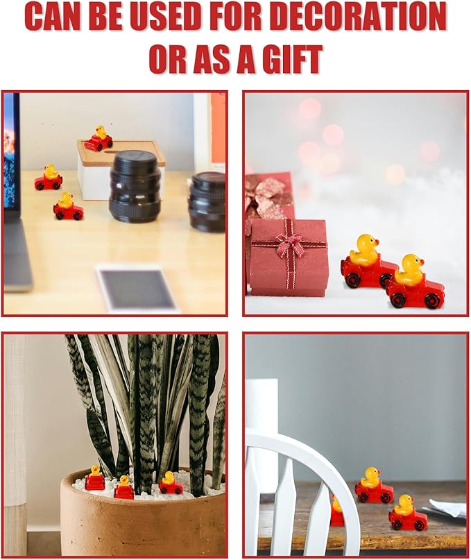 30pcs Mini Resin Ducks, Cute Rubber Ducks Miniature Resin Ducks Small Tiny Resin Ducks Decoration Waterproof Little Ducks Perfect DIY Decorations Birthday Festival Party Toy Gifts(Red)