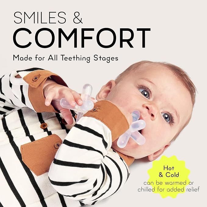 Moonjax Natural Rubber Baby Teething Toys - Baby teether for Infants, Toddlers, Newborns, CPSIA Certified