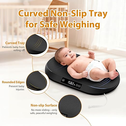 Baby Scale, 88lb Max / 0.1oz Accuracy Baby Scales for Weighing with Auto Hold & Tare, Built-in 60" Tape, 5 Weight Units, Multifunctional Weight Scale for Infant, Cat, Puppy, Small Pet