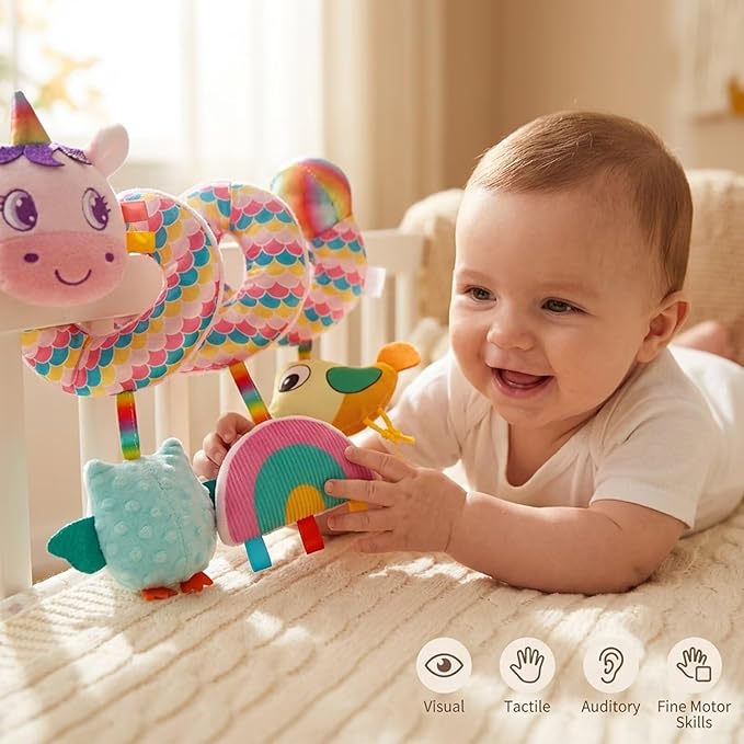 Multi-Use Baby Spiral Activity Toy – Spiral carseat Toy for Car Seat, Stroller,Play Gym, Keeps Baby Quiet, Easy Travel Solution
