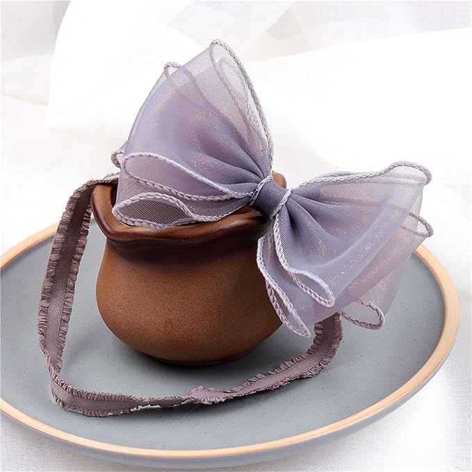 Cute Lace Bow Baby Girls Headbands Large Knot Hair Band Soft Chiffon Hairband Elastic Shower Hair Accessories for Newborn Infant Toddler Kids (Grey A, Elastic)