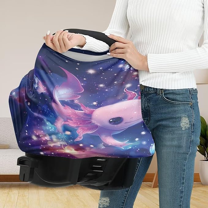 Axolotl Car Seat Covers for Babies, Galaxy Nursing Cover for Baby Infant,Carseat Canopy,Soft Breastfeeding Cove Baby Nursing Cover Easy to Install