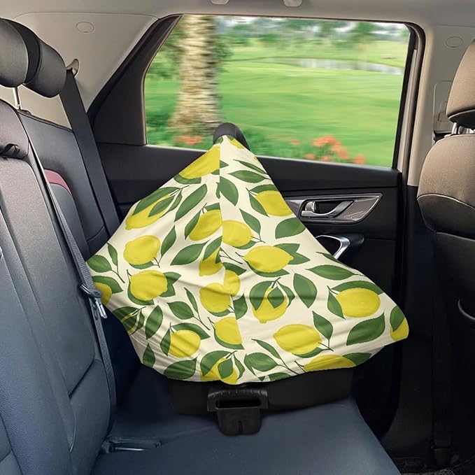 Lemon Car Seat Covers Baby,Nursing Covers Shopping Cart & Infinity Scarf Breathable Multi-Use Nursing Cover Up for Breastfeeding Carseat Canopy & Stroller Cover
