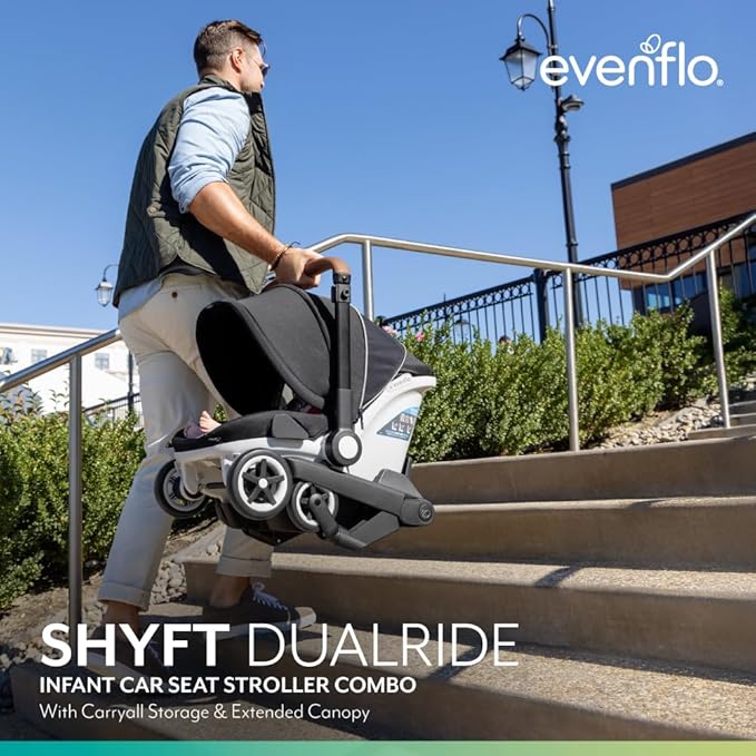 Evenflo Shyft DualRide Infant Car Seat Stroller Combo Topaz