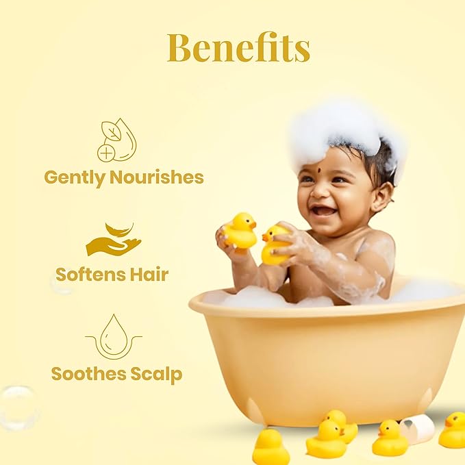 Baby Shampoo, 100ml, Infused with 10 Ayurvedic Natural Herbs, Paraben-Free, Chemical-Free, Gentle & Nourishing for Newborns & Kids