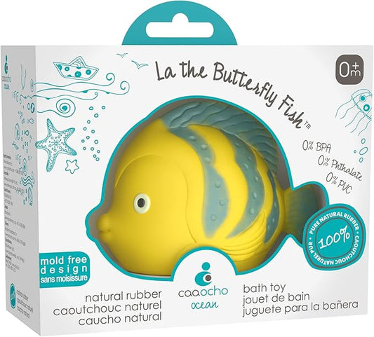 CaaOcho Pure Natural Rubber Bath Toy - La The Butterfly Fish Baby Toy - Hole Free Bath Toys, BPA Free Bath Toys for Infants, Without Holes Sealed Natural Rubber Baby Toy
