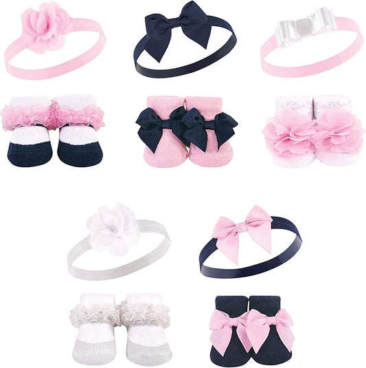 Hudson Baby Girl's Headband and Socks Giftset