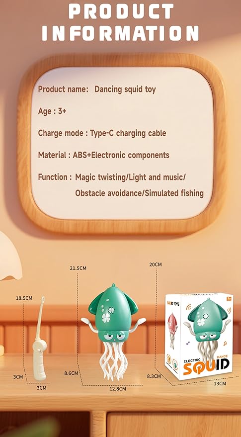 Electric Dancing Octopus Baby Toy, Rechargeable Magic Dancing Music Squid, Crawling and Dancing Automatic Obstacle Sensing Toys, Boys and Girls Birthday Gift, Office Desktop Fun Decoration.