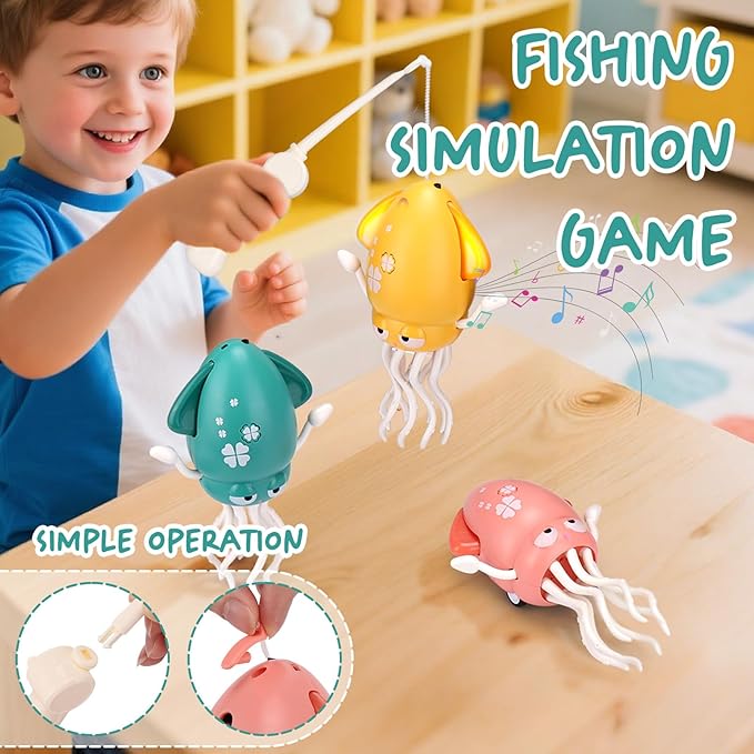Palksky Dancing Squid Baby Toy in Tummy Time,Magic Electric Octopus Automatic Obstacle Avoidance Toy with Light & Music,Crawling Toys for Learning to Walk,Green