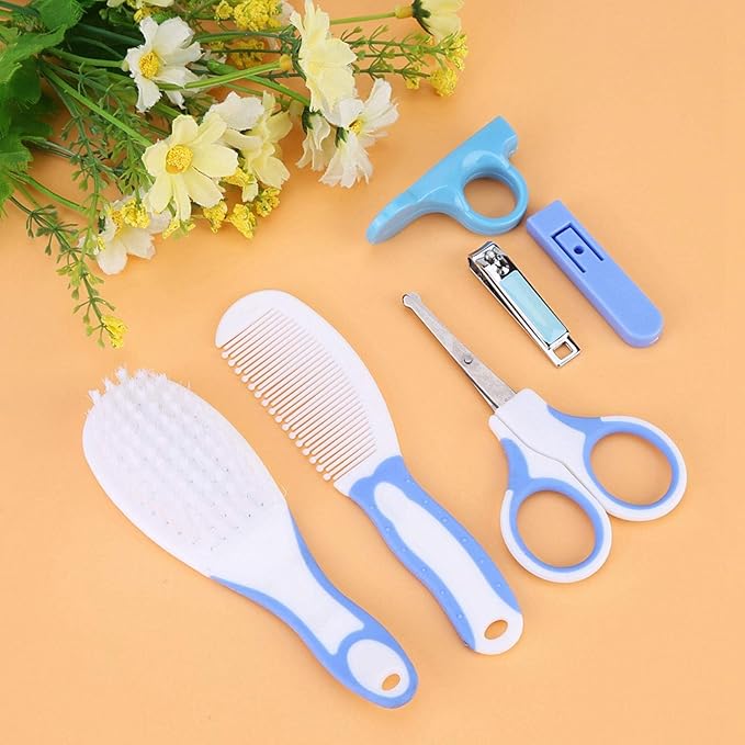 Baby Grooming Kit, Portable Safety Care Set with Hair Brush, Comb, Nail Clipper, Nasal Aspirator for Nursery Newborn Toddlers