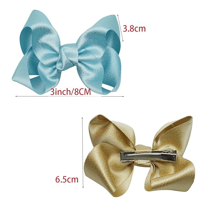 3 Inch Baby Girl Hair Bows Clips Hairpin Headwear Little Teen Toddler Girls Kids Teens Toddlers Hair Accessories - Set of 2 (Green)