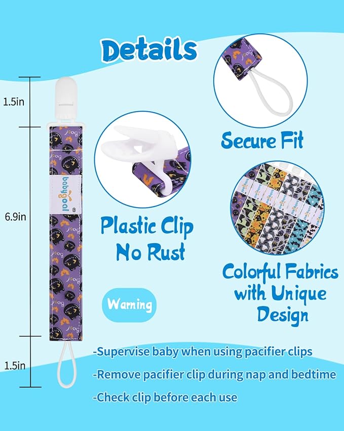 babygoal Baby Halloween Pacifier Clips 8 Pack 8PS30-B