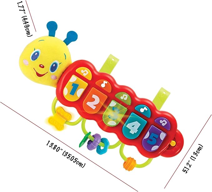 KiddoLab Play & Learn Bundle: Lira's Light-Up Caterpillar Crib Toy & Melodic Monkey Plush - Engaging Musical Pals for Your Little One.