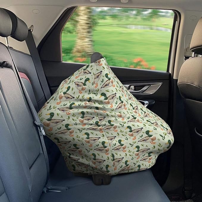 Farm Animal Cute Mallard Duck Baby Car Seat Covers Carseat Canopy Soft Infant Stroller Cover Nursing Breastfeeding Covers for Girls Boys Newborn