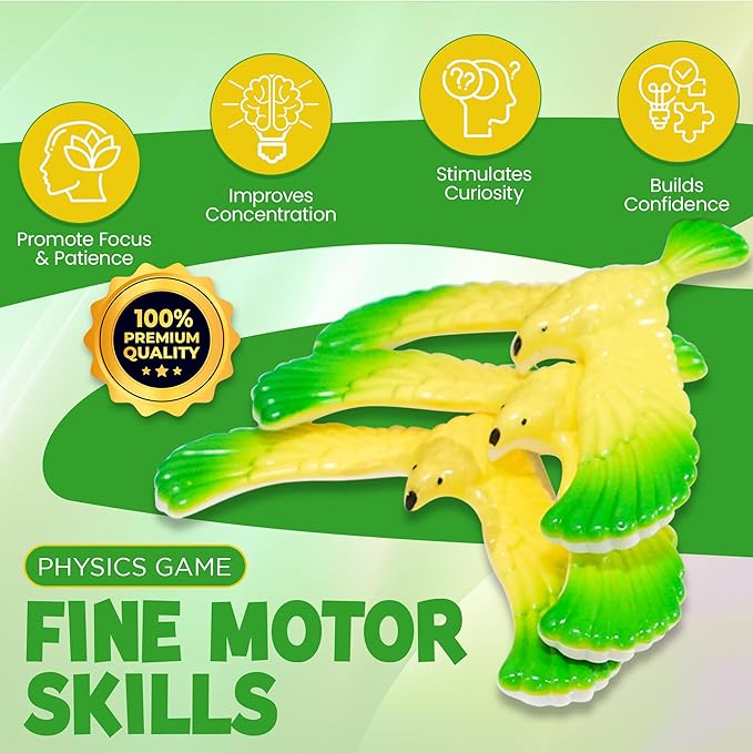 SENSORY4U Balancing Bird Set - One Dozen Party Pack Balance Birds - School Treasure Box or Party Favors Gifts for Kids - Physics Game Fine Motor Skills Toys.