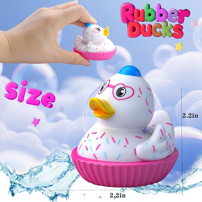 Rubber Ducks for Kids,12PCS Toddler Bath Toys, Baby Pool Bathtub Toys, Assorted Duckies in Bulk for Girls Party Favors Supplies Decoration(Pink)
